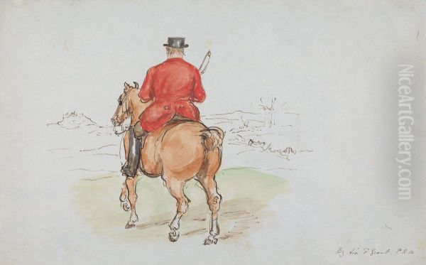 Back View of Stout Rider on a Chestnut Horse Oil Painting by Francis Grant