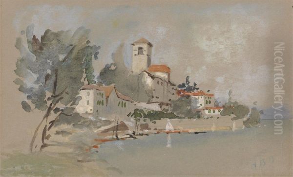 A Villa near the Sea Oil Painting by Hercules Brabazon Brabazon