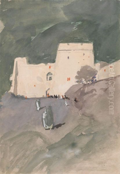 A Moorish Citadel Oil Painting by Hercules Brabazon Brabazon