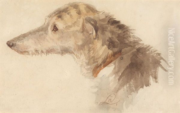 An Irish Wolfhound Oil Painting by Edwin Landseer