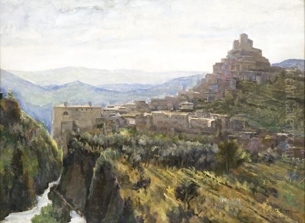 Veduta Di Subiaco Oil Painting by Antonio Calcagnadoro