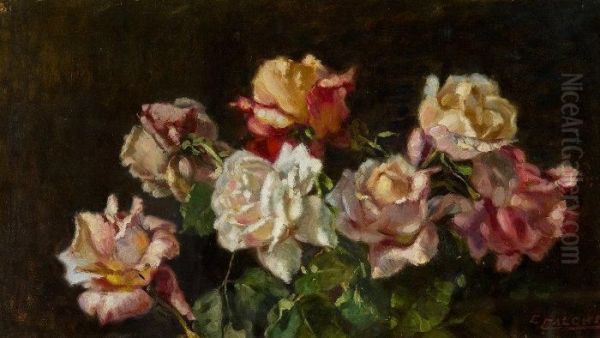 Rose Oil Painting by Cesare Calchi Novati