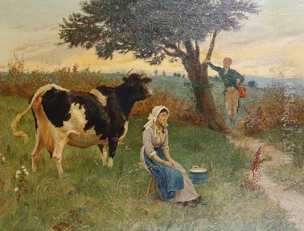 The Milkmaid Suitor Oil Painting by Randolph Caldecott