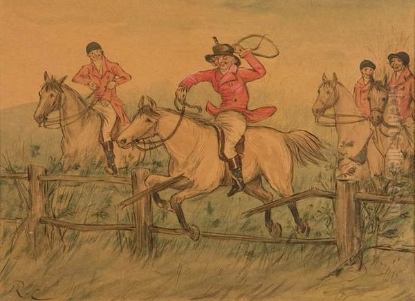 The Fox Hunt. Oil Painting by Randolph Caldecott