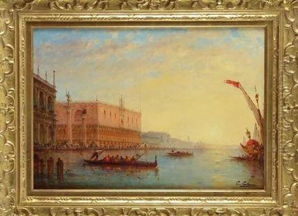 Vue Du Grand Canal Oil Painting by Charles Clement Calderon