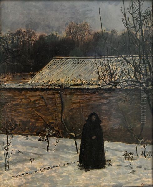 Day in winter Oil Painting by Xavier Mellery