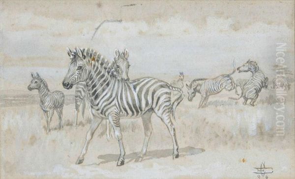 Zebra's Oil Painting by Edmund Caldwell