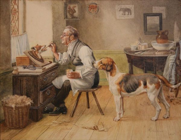 The Taxidermist Oil Painting by Edmund Caldwell