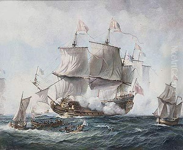 Batalla De Trafalgar Oil Painting by Ap Caledfryn