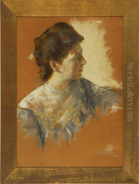 Portrait Of A Lady Oil Painting by Issac Henry Caliga