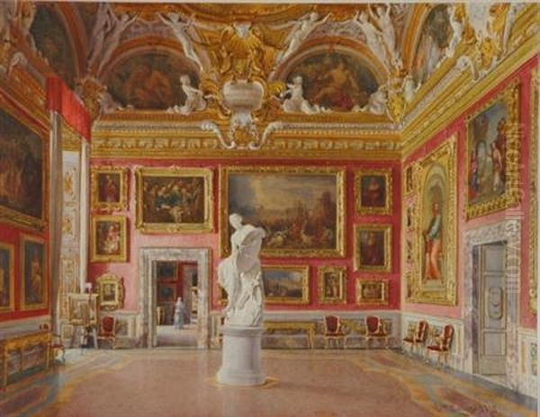 Sala Di Giove Con La Statua Della Vittoria Di Vincenzo Consani Oil Painting by Domenico Caligo