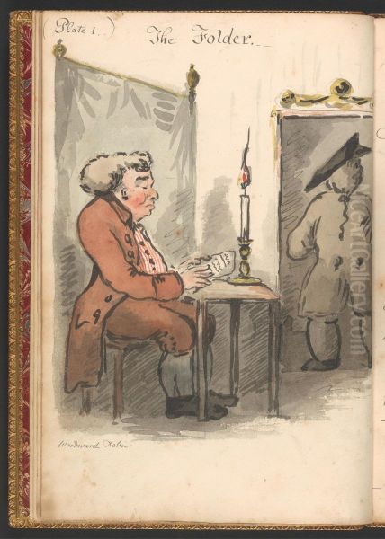 Coffee-House Characters, or Hints to the Readers of Newspapers Exemplified in Eight Characteristic Designs with Letter Press Elucidations to Each Plate Oil Painting by George Murgatroyd Woodward