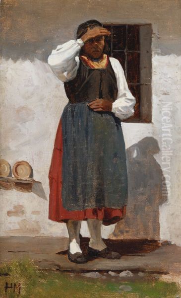 Peasant Woman from Bayern Oil Painting by Hjalmar Munsterhjelm