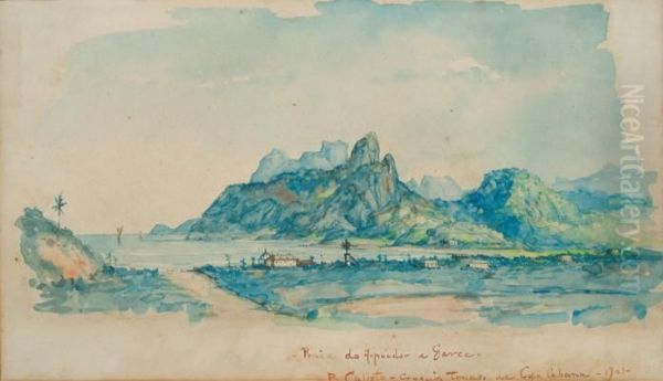 Praia Do Arpoador E Gavea - Croquis Tomada De Copacabana Oil Painting by Benedito Calixto De Jesus