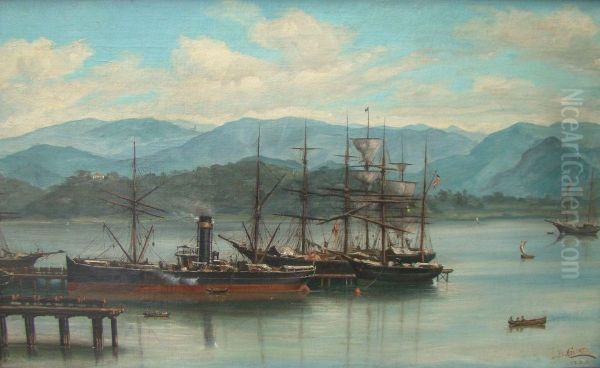 Harbor Scene Oil Painting by Benedito Calixto De Jesus