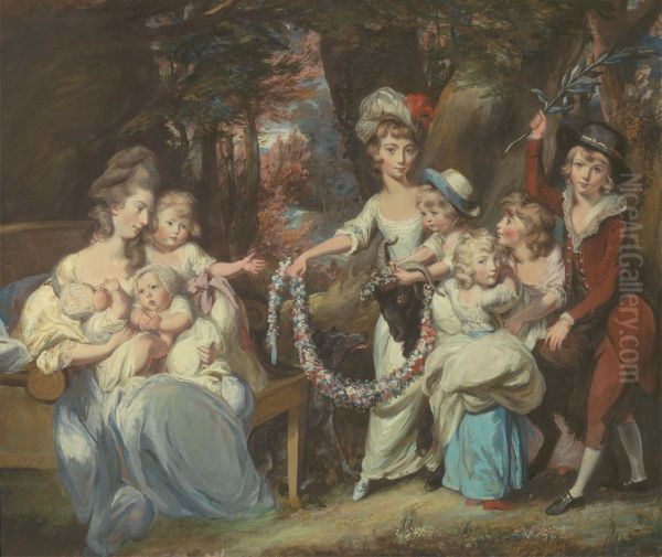 Mrs. Justinian Casamajor and Eight of her Children Oil Painting by Daniel Gardner