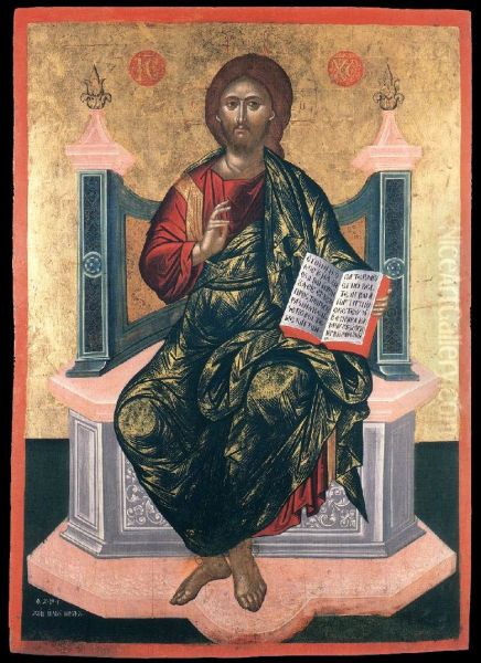 Christ Pantocrator Oil Painting by Elias Moskos