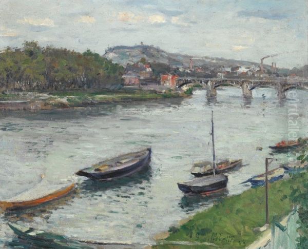 Embankment and bridge of Argenteuil Oil Painting by Gustave Caillebotte