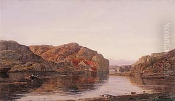 Morning at Ny Hellesund, Southern Norway Oil Painting by Amaldus Nielsen