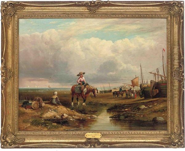 Idle Gossip On The Shore Oil Painting by Sir Augustus Wall Callcott