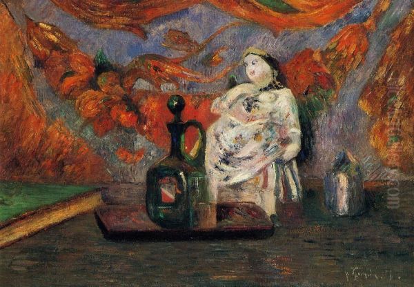 Still Life with Carafon and Figurine Oil Painting by Paul Gauguin