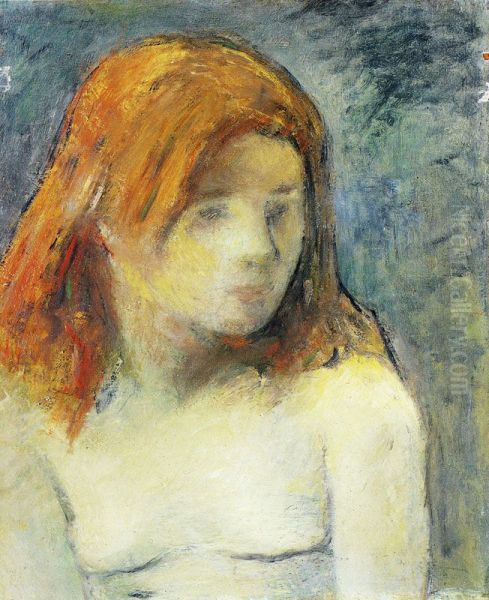 Bust of Nude Girl Oil Painting by Paul Gauguin