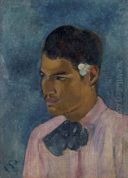 Tahitian Boy with Hair Ornament of Flower Oil Painting by Paul Gauguin