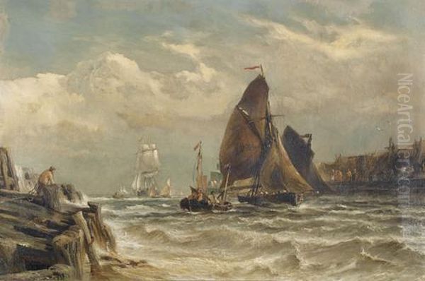 Sturmische Seepartie Mit Segelschiffen Oil Painting by William James Callcott