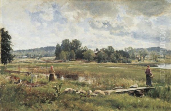 Landscape from Hame Oil Painting by Berndt Lindholm