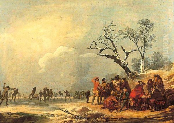 Winter Scene with Skating Oil Painting by Philip James de Loutherbourg