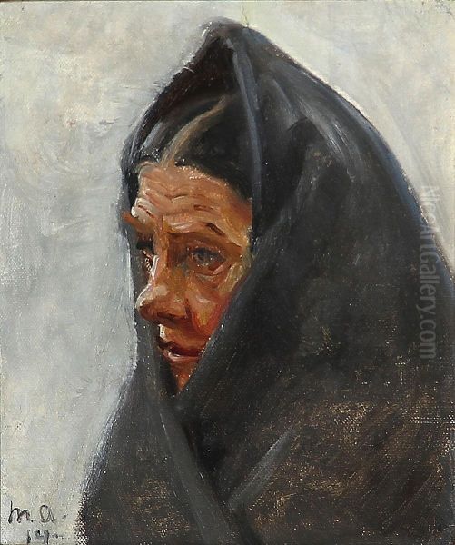 A woman. Study. Oil Painting by Michael Peter Ancher