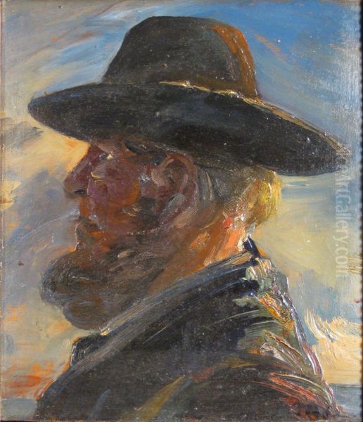 Fisker i aftensol. Oil Painting by Michael Peter Ancher