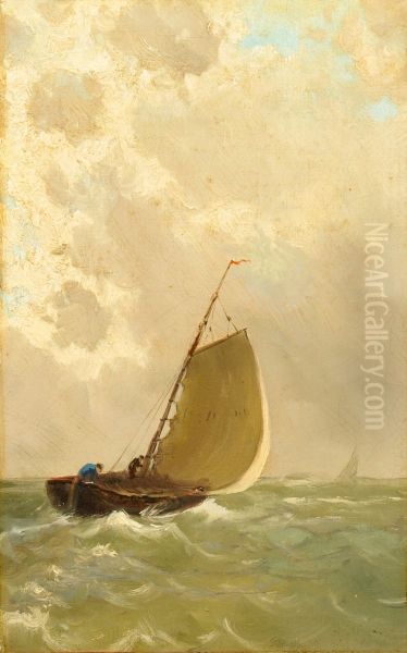 Marine med sejlbad. Oil Painting by Michael Peter Ancher