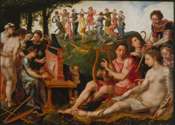 Apollo and the Muses Oil Painting by Maarten Van Heemskerck