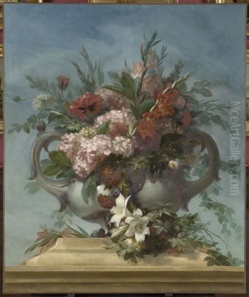 Vase de fleurs Oil Painting by Alexis-Joseph Mazerolle