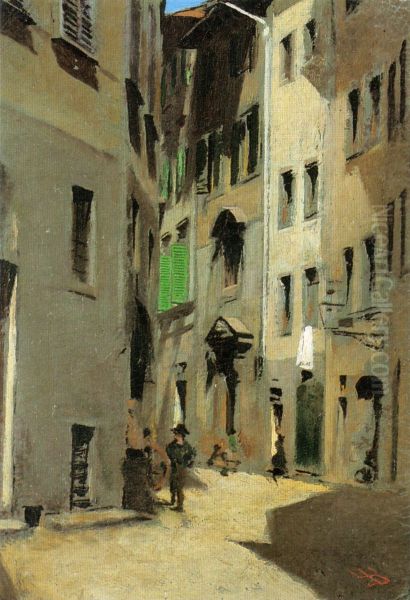 Via Torta, Florence Oil Painting by Telemaco Signorini