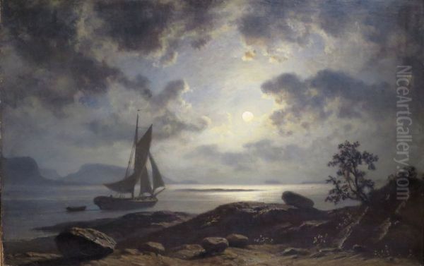 Moonlight Oil Painting by Knud Baade