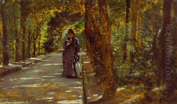 Meeting at the forest of Portici Oil Painting by Giuseppe de Nittis