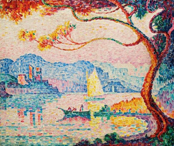 Antibes. Small Port de Bacon Oil Painting by Paul Signac