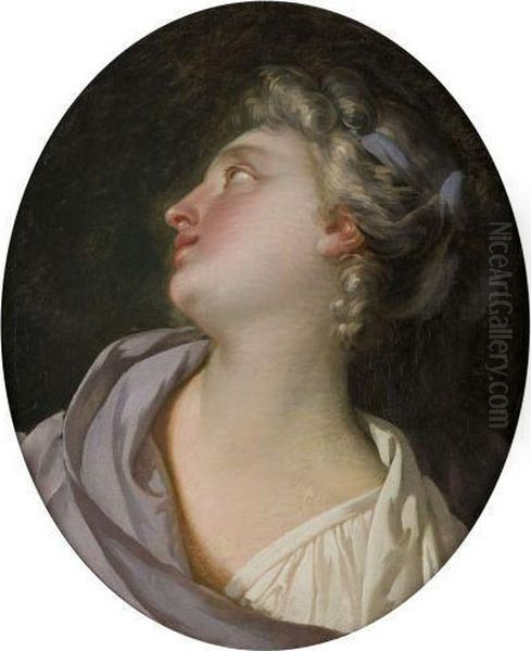 Etude De Tete De Femme De Profil Oil Painting by Antoine-Francois Callet