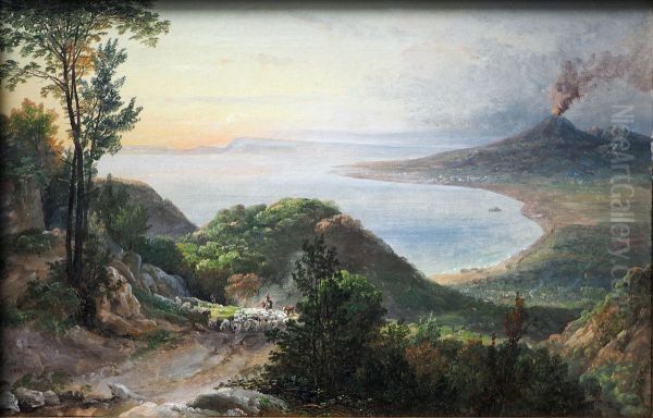 Blick von Pimonte auf die Bucht von Neapel Oil Painting by Johan Christian Dahl