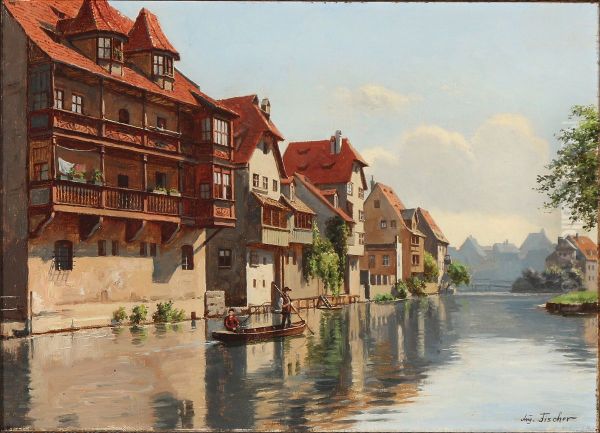 View from Nuremberg Oil Painting by August Fischer