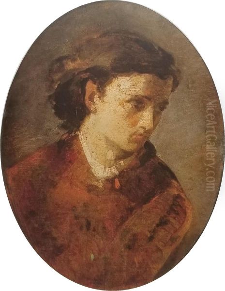 Ritratto di Anita Garibaldi Oil Painting by Gerolamo Induno