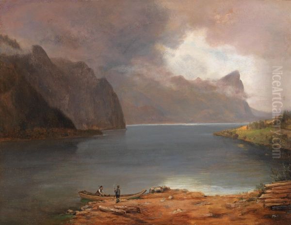 Partie am Mondsee Oil Painting by August Schaeffer von Wienwald