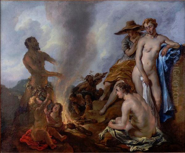 Nymphs and Satyrs, an allegory of fire Oil Painting by Jacob Jordaens