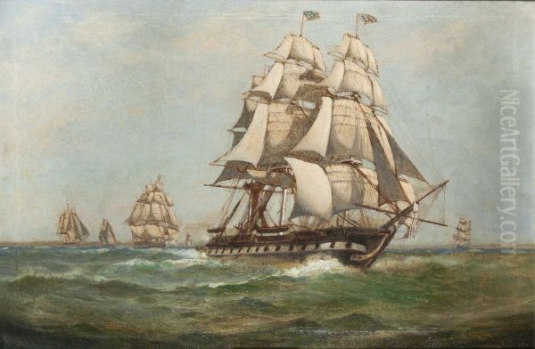 The USS Constitution Oil Painting by C. Myron Clark