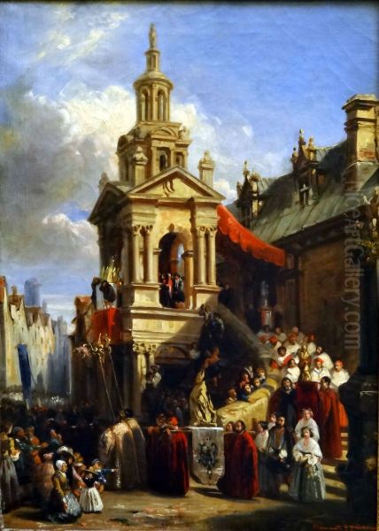 Procession de la Gargouille Oil Painting by Clement Boulanger