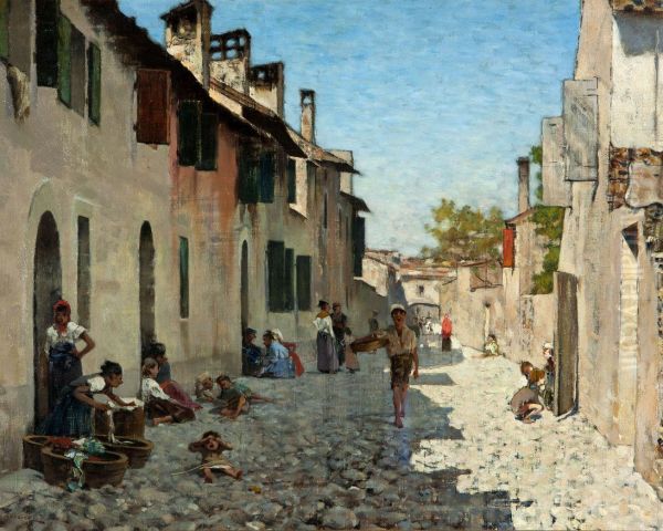 Street of Ravenna Oil Painting by Telemaco Signorini