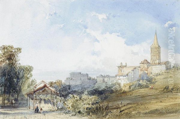 Angouleme Cathedral From The South-east, France Oil Painting by William Callow