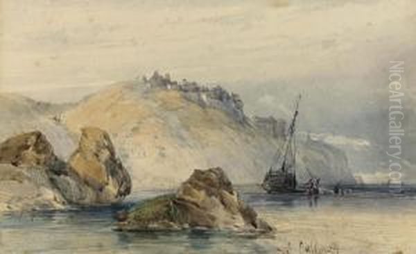 Shipping Off The Coast Of Granville, Normandy Oil Painting by William Callow